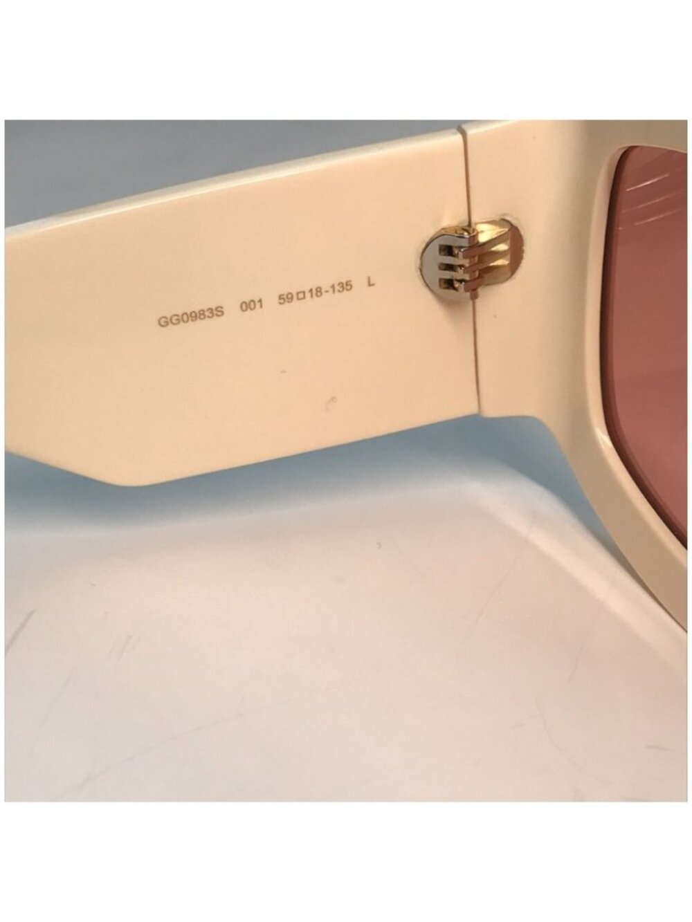 Gucci GG0983S Cream Sunglasses with Orange Lenses 001 New - Picture 11 of 12
